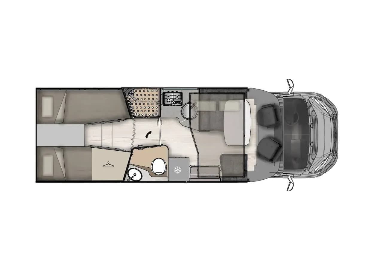 Island, Europa, Camper Iceland, MH 4-5 HEL, Premium Wohnmobil für 4-5 Personen, Layout