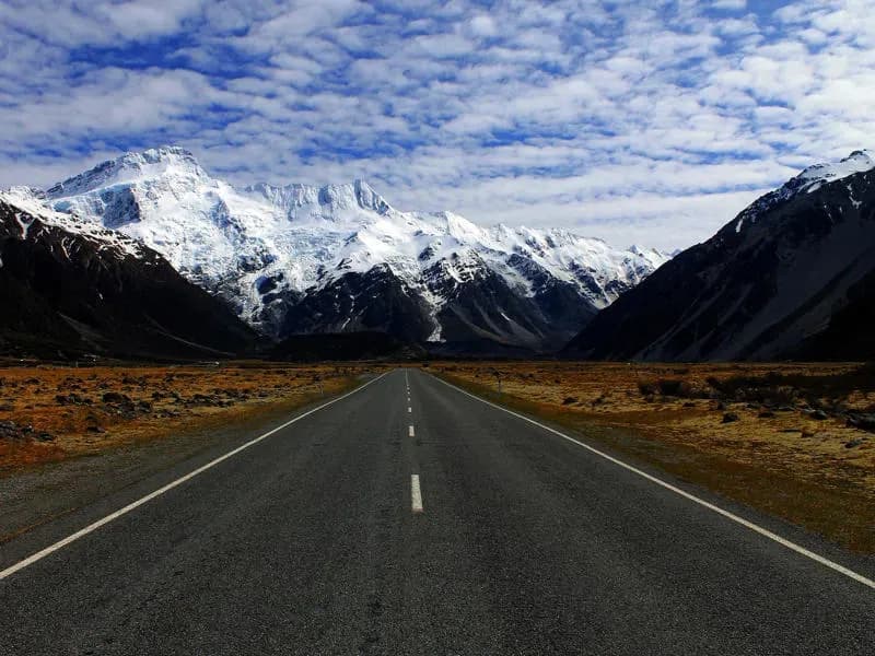 Neuseeland, Straße, Mt. Cook