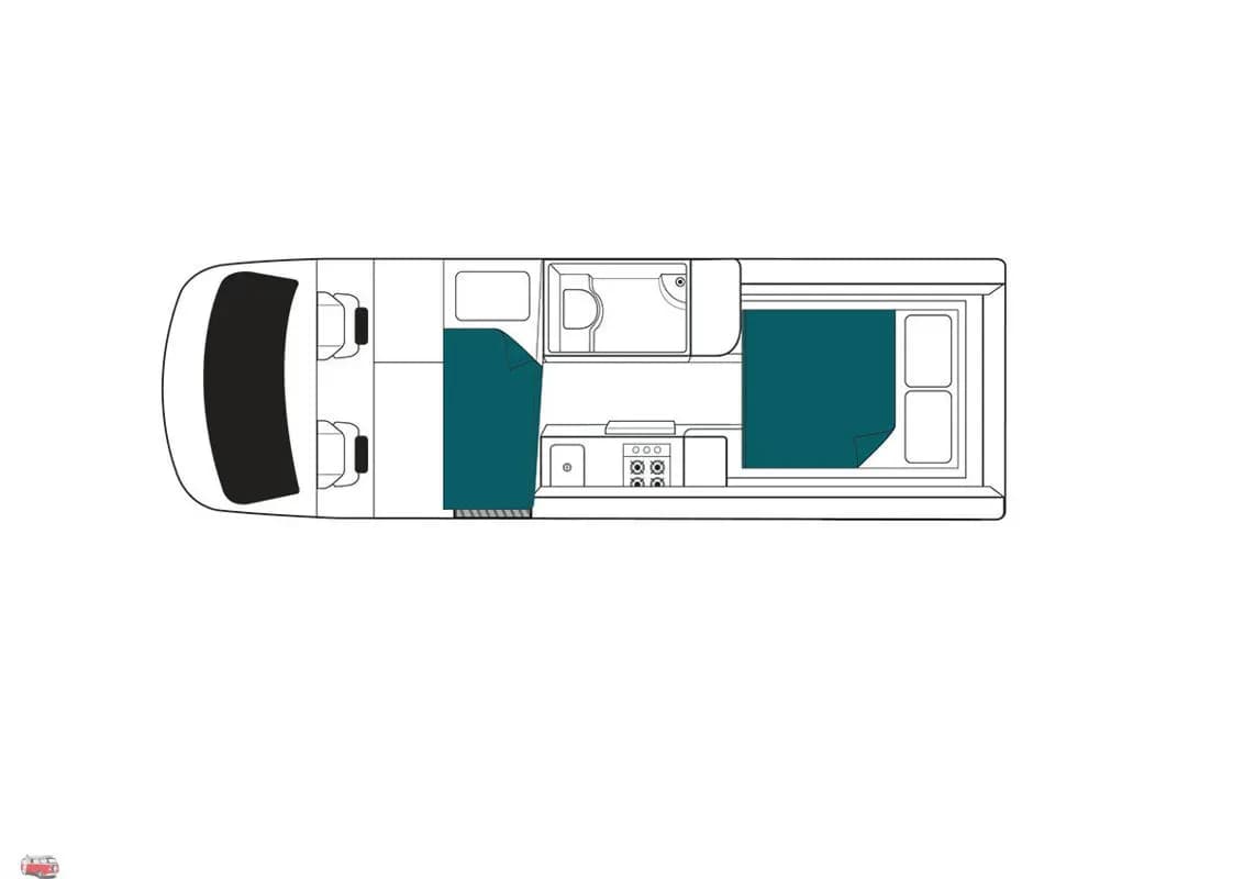 Maui Ultima Plus, 2+1-Bett Premium Camper, Layout bei Nacht