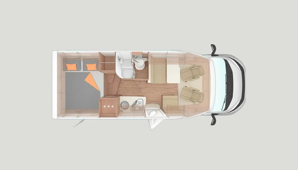 Apollo Duo Plus komfortables Wohnmobil Deutschland, Layout Tag und Nacht