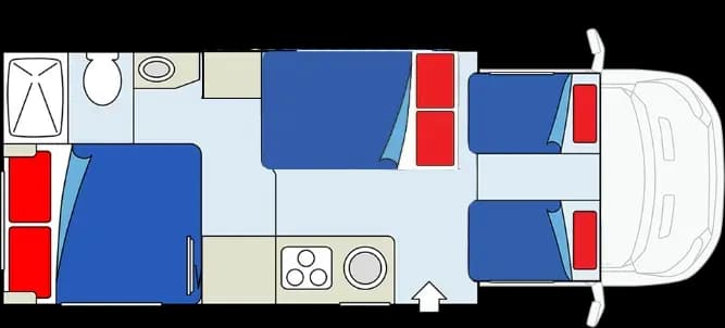 Kanada, CanaDream, Saver 4, Compact Moptorhome MHC, Layout Nacht