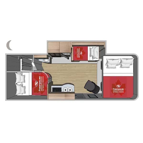 Kanada, Fraserway RV, Class C Motorhome Large, layout night
