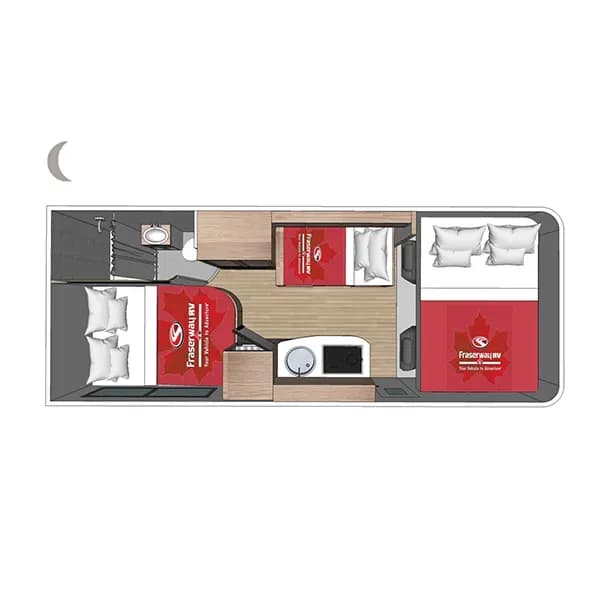 Kanada, Fraserway RV, Class C Motorhome Medium, layout night
