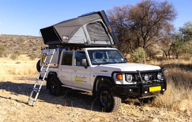 namibia-asco car hire, budget vpp land cruiser dc 2.8td, aufgebaut mit hardshell upgrade