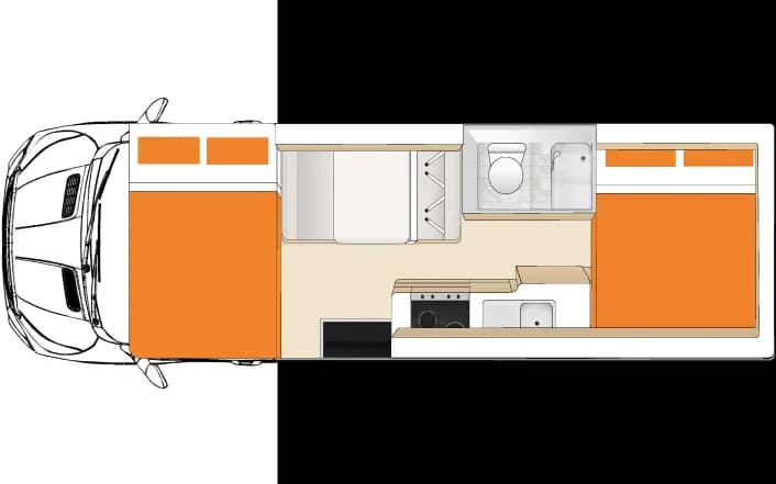 Neuseeland, Apollo, Euro Camper, floorplan nachts