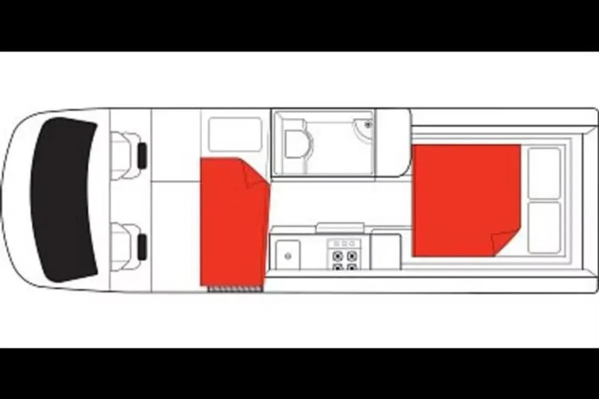 Neuseeland, Bayinvent Rental, 2+1 Berth, layout nacht