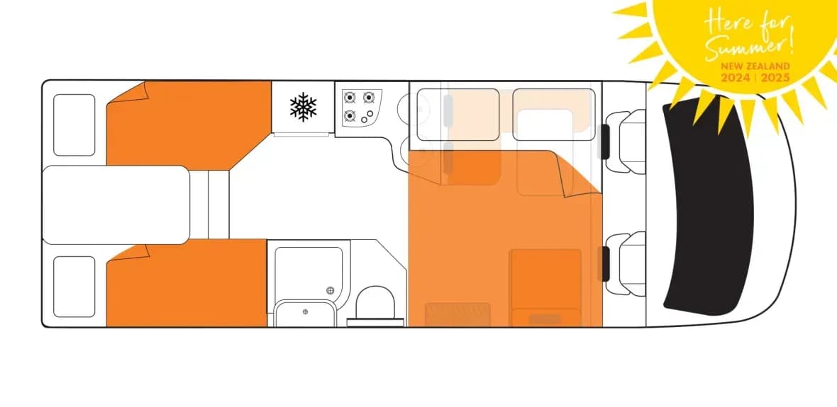 Neuseeland, Britz Rentals, Wanderer, Layout Nacht