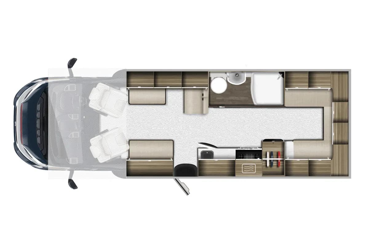 Neuseeland, Discover NZ Motorhome Rentals Ltd, 6 Berth Deluxe, Layout Tag