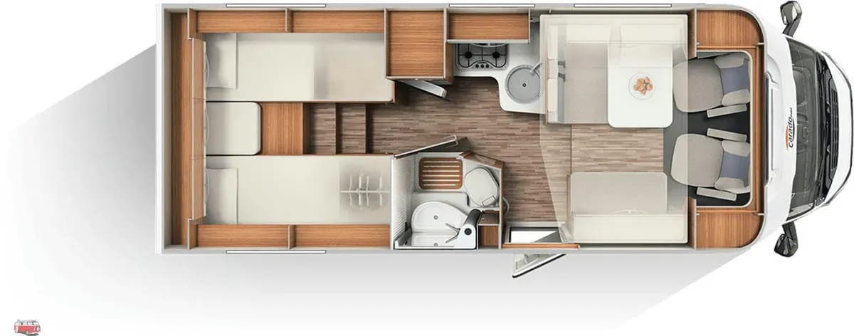 Kiwi Ranger 4 Bett Wohnmobil, Layout, Kiwi Campers Neuseeland