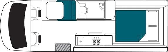 Maui Ultima, 2-Bett Premium Camper, Layout bei Nacht