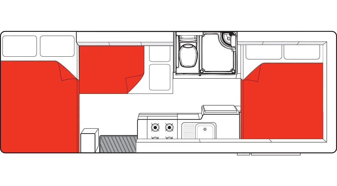 Mighty Big Six Wohnmobil, Layout Nacht