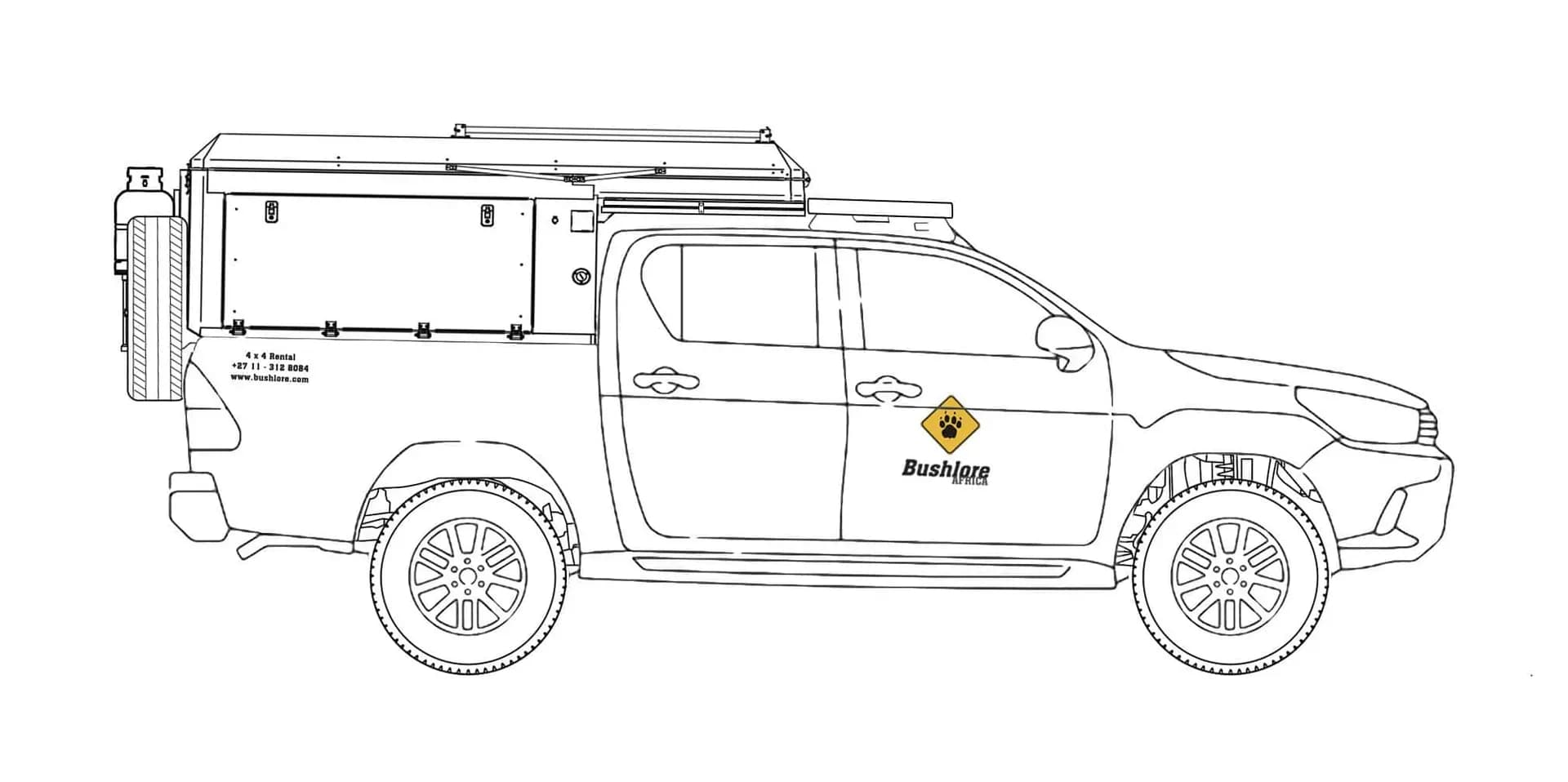 Bushlore Campers HILCAM2 für Südafrika und Namibia Skizze
