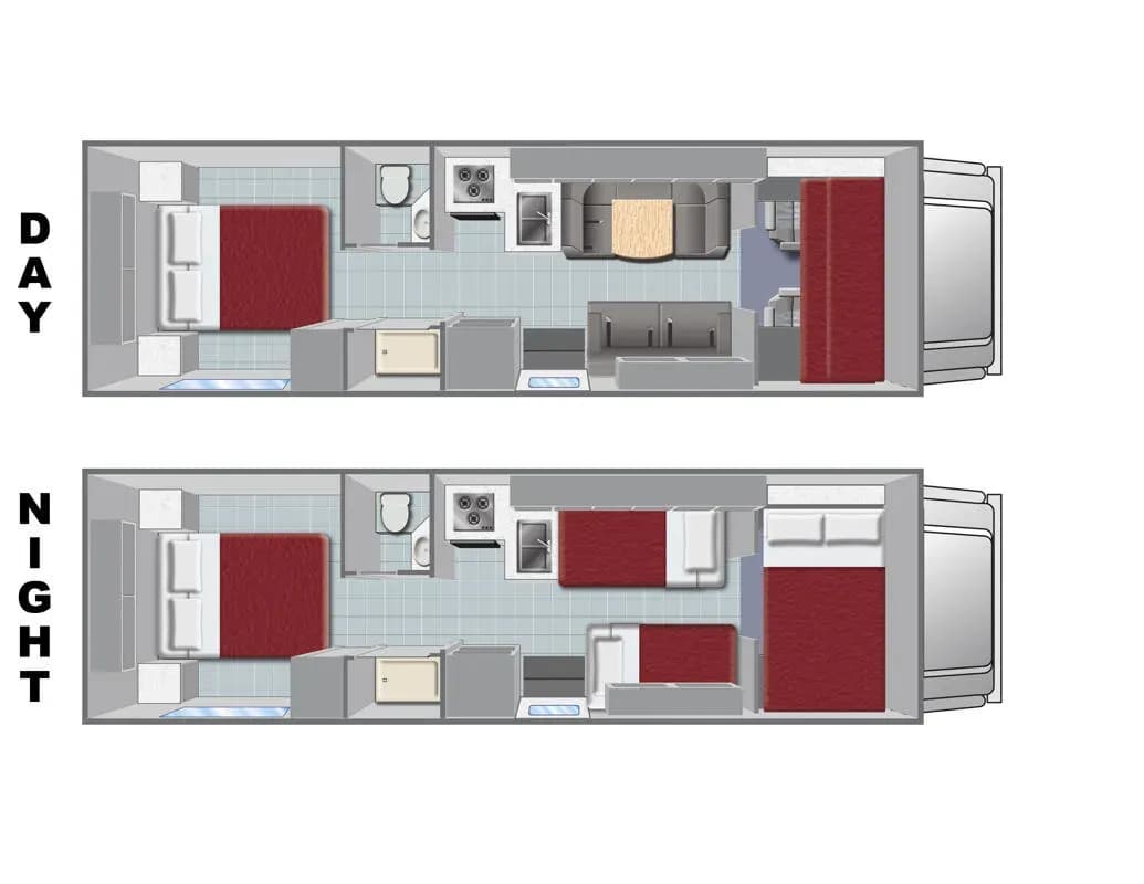 Class Large T Layout Tag und Nacht, El Monte RV USA, Camper mieten