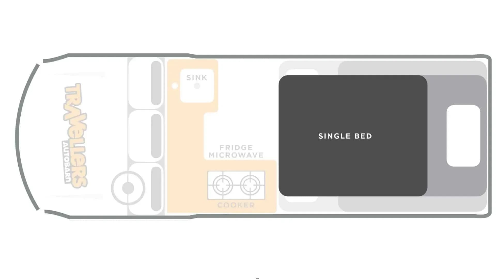 USA, TAB, Hitop Campervan, Layout Nacht oberes Bett