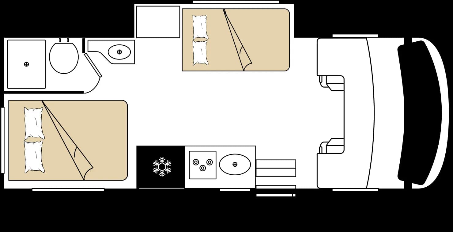USA, Road Bear RV, Super Van Camper, Layout Nacht