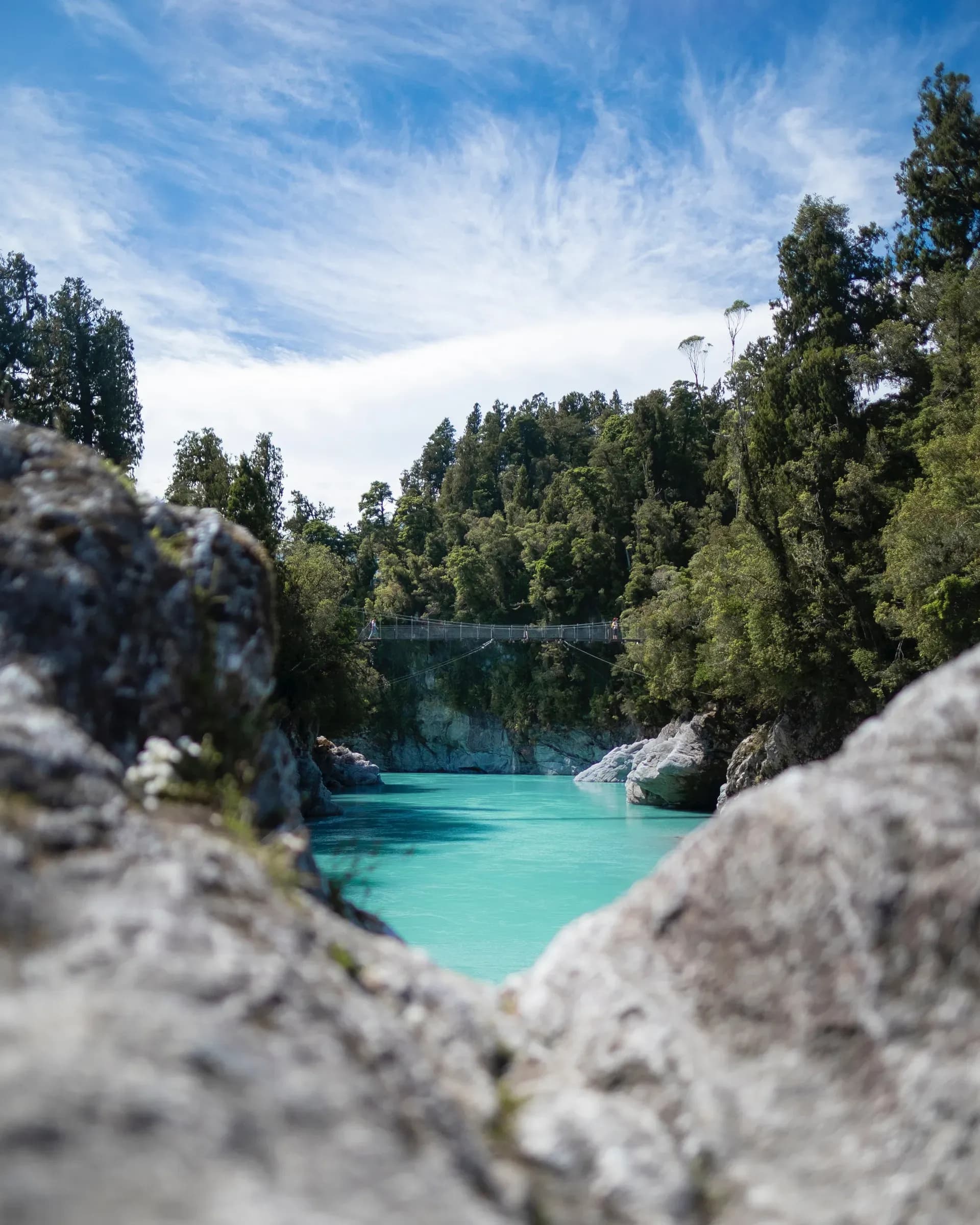 Hokitika Gorge, Westcoast, Westküste, Neuseeland, Fluss, Schlucht, Hängebrücke
