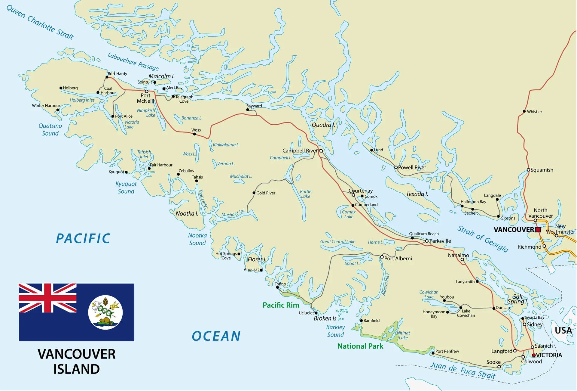 Die Insel Vancouver Island ist gut infrastrukturell angebunden. Eine Überfahrt auf die Insel ist leicht organisiert.